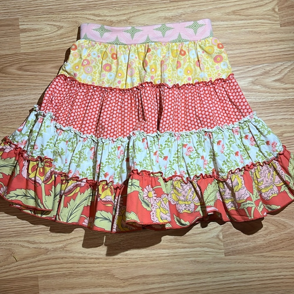 AUC Matilda Jane skirt serendipity, size 2 orange/yellow/green/white